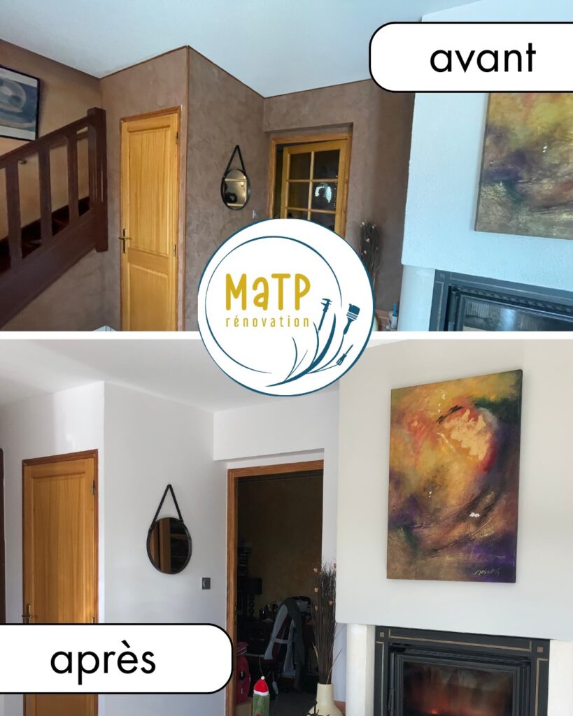 Rénovation intérieure avant après – travaux de peinture murs et finitions à Luc la Primaube
